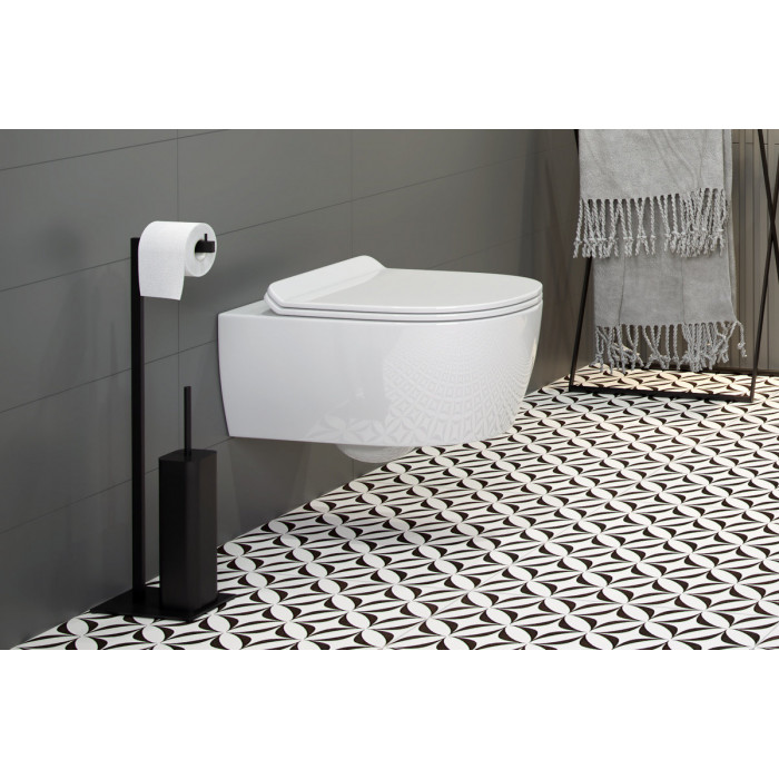 Excellent Riko Stojak na Papier ze Szczotką Czarny