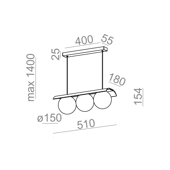 Aqform MODERN BALL WP x3 LED zwieszany