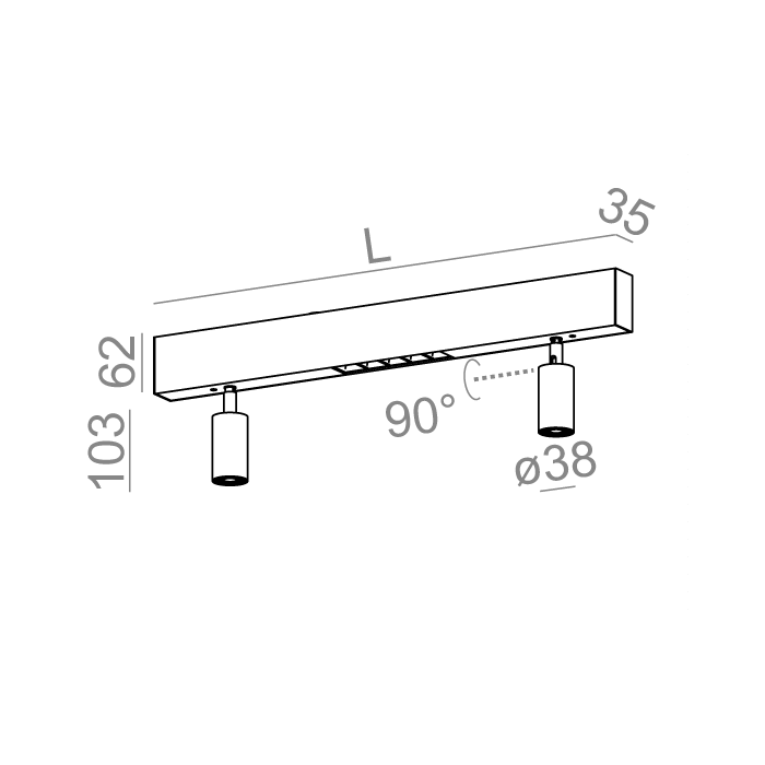 Aqform RAFTER mix 57 LED natynkowy