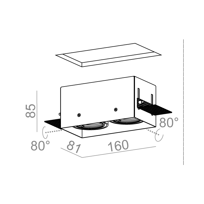 Aqform SQUARES 50x2 trimless 230V wpuszczany