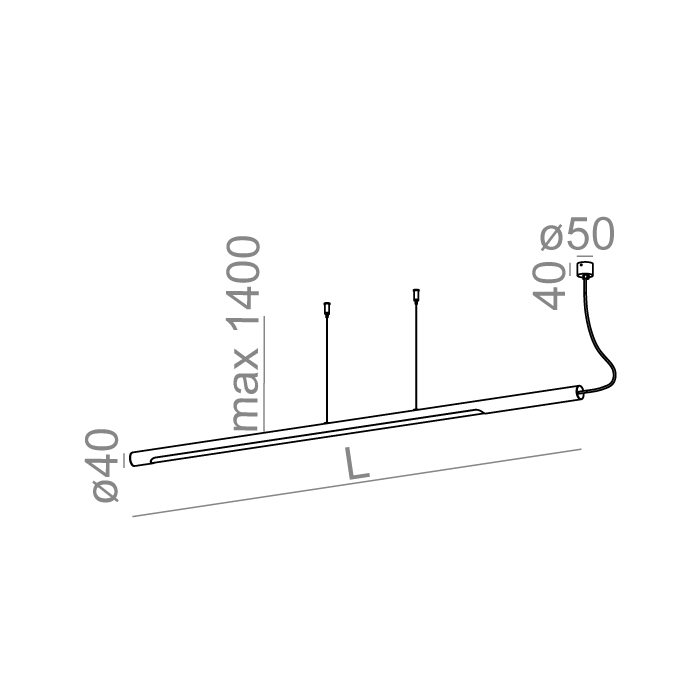 Aqform THIN TUBE asymmetry 122 LED zwieszany