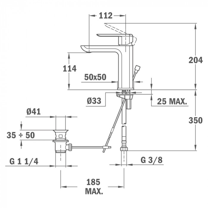 TEKA FORMENTERA BATERIA UMYWALKOWA DŁUGI MIESZACZ