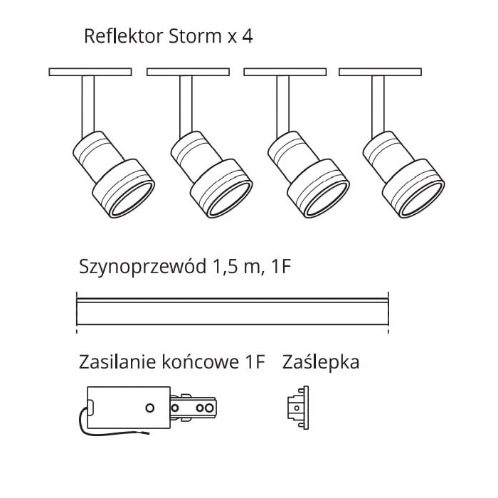 Reflektor Storm SET biały+zasilanie+zaślepka...