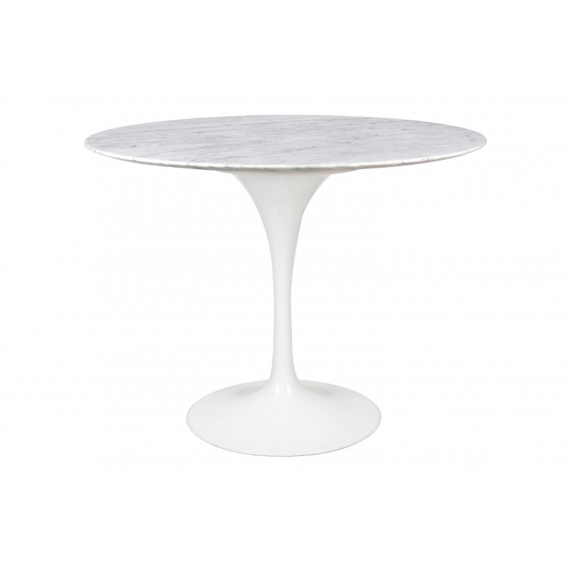 Stół TULIP MARBLE 100 CARRARA biały - blat okrągły marmurowy, metal