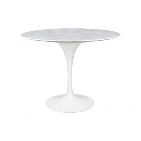 Stół TULIP MARBLE 100 CARRARA biały - blat okrągły marmurowy, metal