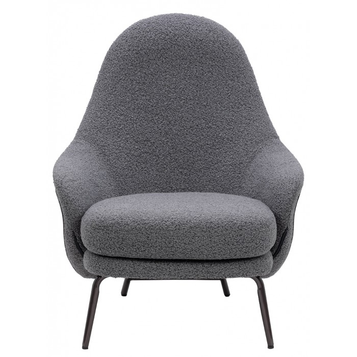 Fotel LOBBY TEDDY szary - stal nierdzewna,...
