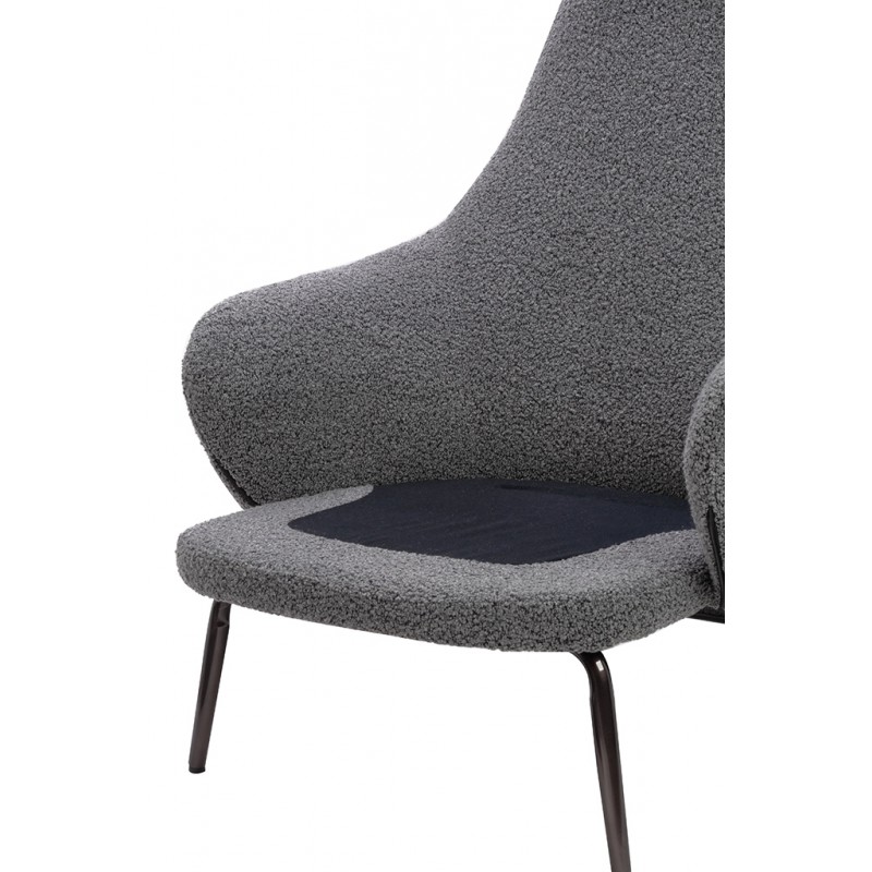 Fotel LOBBY TEDDY szary - stal nierdzewna, czarny opal