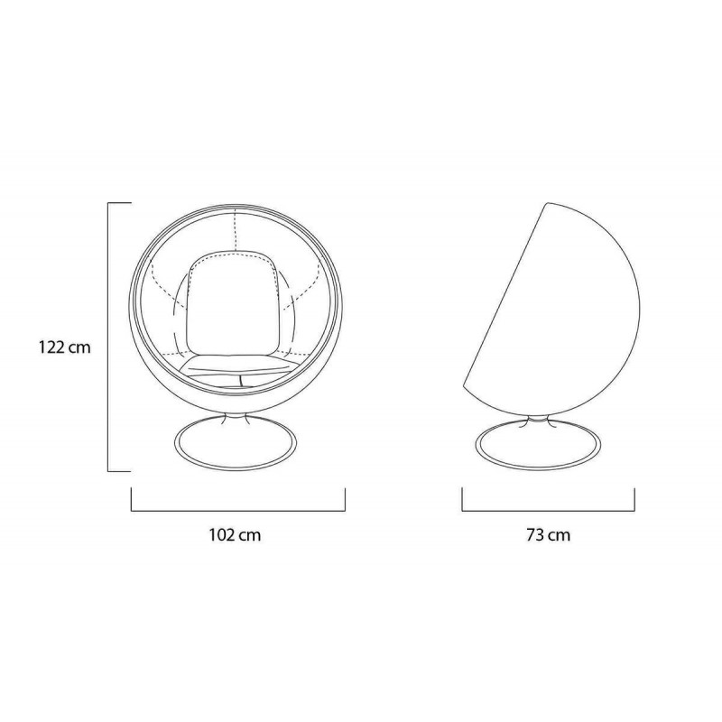 Fotel BALL biało-niebieski - włókno szklane, wełna
