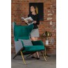 Fotel HAMPTON VELVET ciemny zielony, tkanina pepitka biało - czarna - złota podstawa