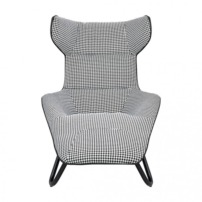 Leżanka VITA tkanina pepitka biało - czarna,...