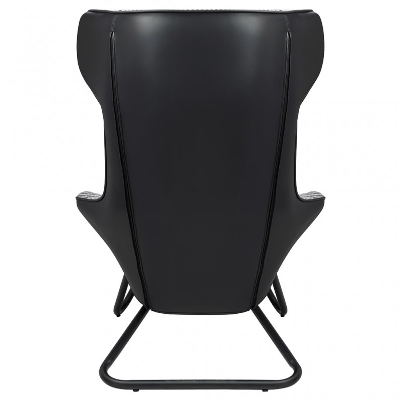 Leżanka VITA tkanina pepitka biało - czarna, ekoskóra czarna