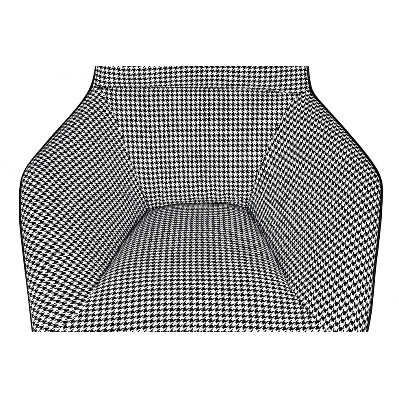 Leżanka VITA tkanina pepitka biało - czarna, ekoskóra czarna