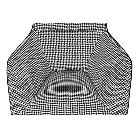 Leżanka VITA tkanina pepitka biało - czarna, ekoskóra czarna