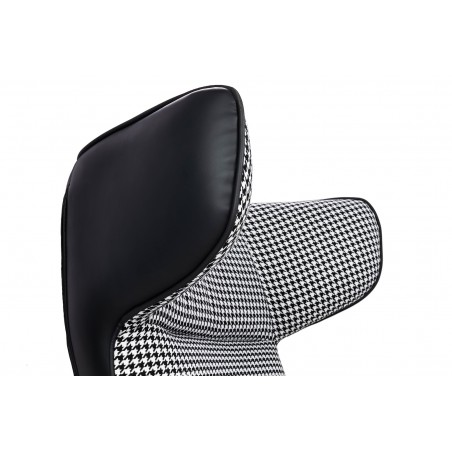 Leżanka VITA tkanina pepitka biało - czarna, ekoskóra czarna