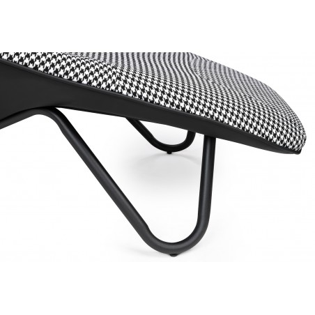 Leżanka VITA tkanina pepitka biało - czarna, ekoskóra czarna