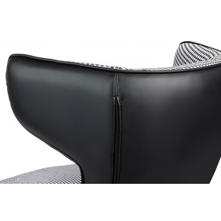 Leżanka VITA tkanina pepitka biało - czarna, ekoskóra czarna