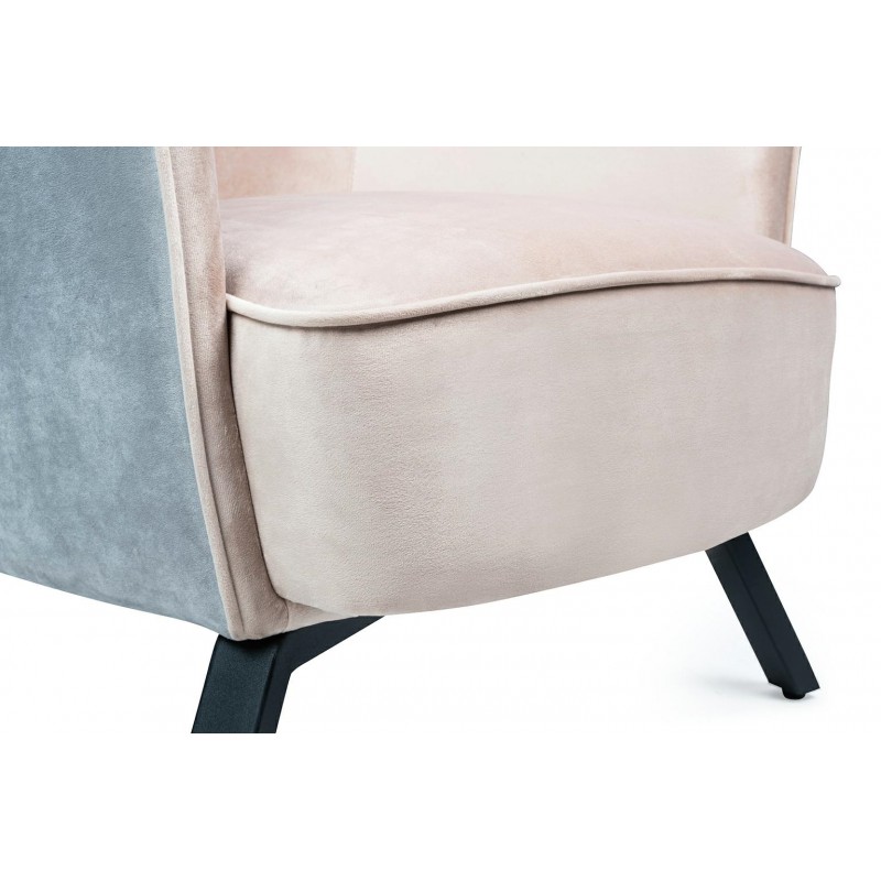 Fotel VIGO VELVET jasny szary, welur beżowy - podstawa czarna