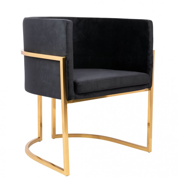 Fotel CHLOE VELVET czarny welur - chrom...