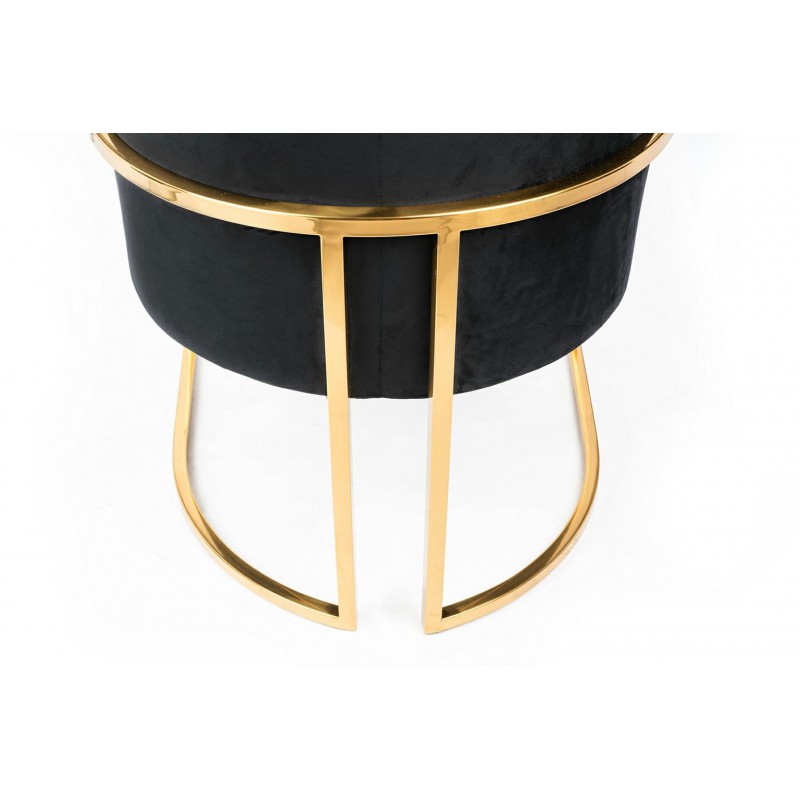 Fotel CHLOE VELVET czarny welur - chrom podstawa złota