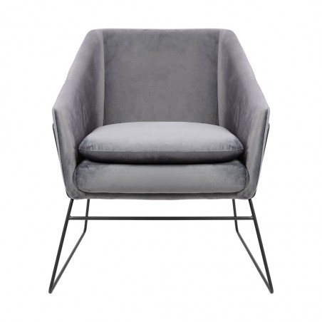 Fotel EMMA VELVET ciemny szary welur - podstawa czarna