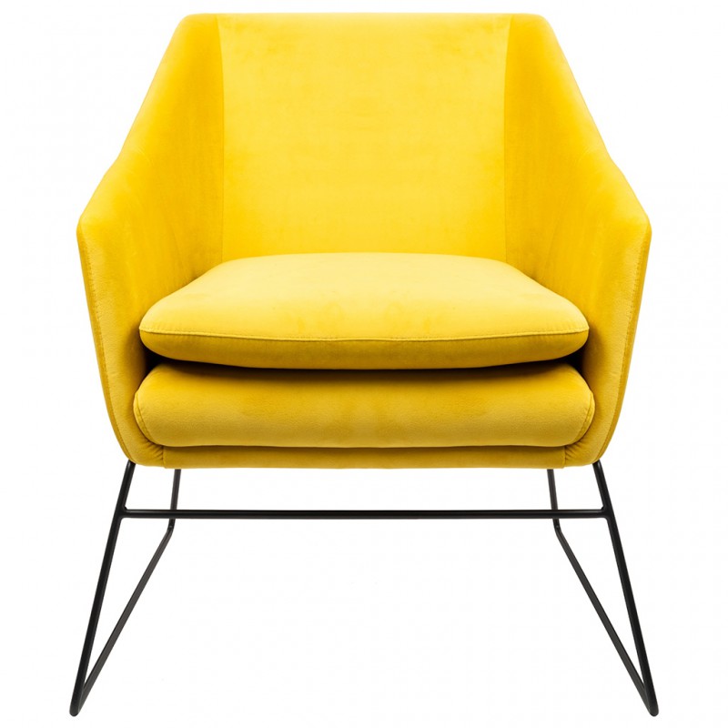 Fotel EMMA VELVET żółty welur - podstawa metal czarna