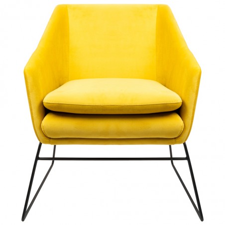 Fotel EMMA VELVET żółty welur - podstawa metal czarna