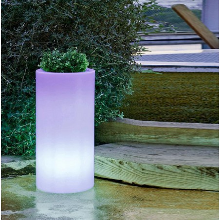 NEW GARDEN donica PALMA 70 SOLAR biała - LED, sterowanie pilotem