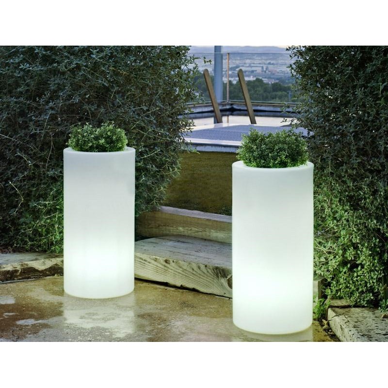 NEW GARDEN donica PALMA 70 SOLAR biała - LED, sterowanie pilotem