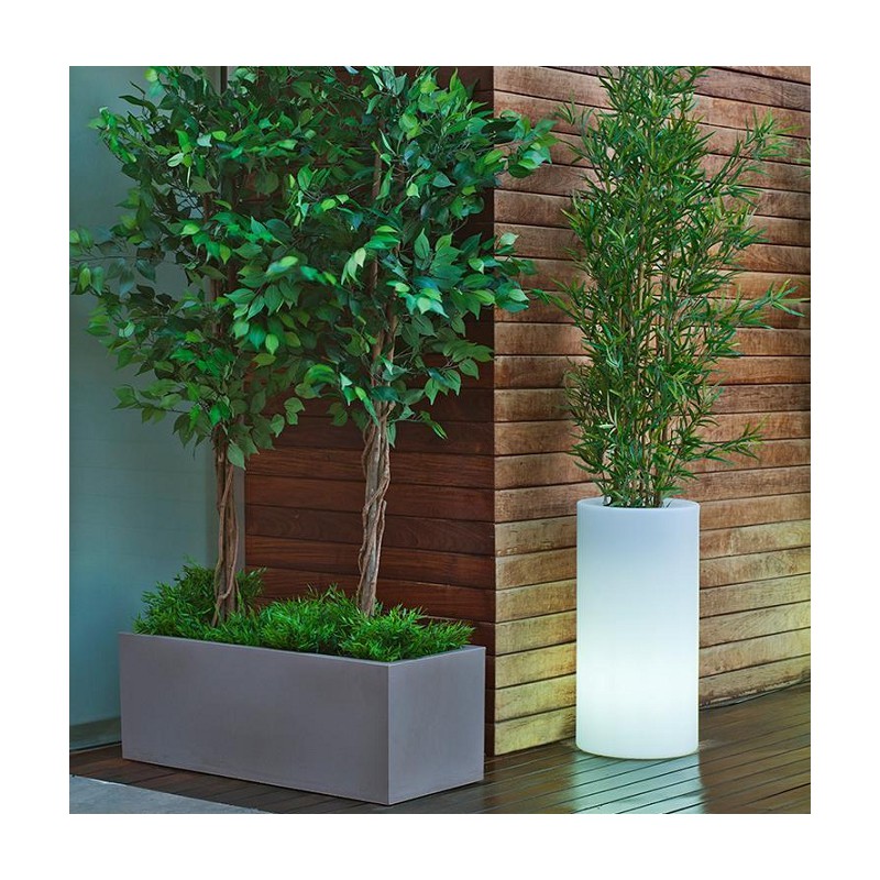 NEW GARDEN donica PALMA 70 SOLAR biała - LED, sterowanie pilotem