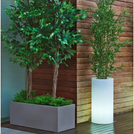 NEW GARDEN donica PALMA 70 SOLAR biała - LED, sterowanie pilotem