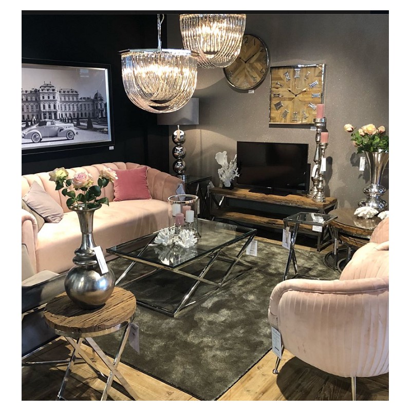 RICHMOND stolik PARAMOUNT - szkło, stal polerowana