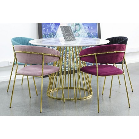 Krzesło MARGO czarne - welur, podstawa złota