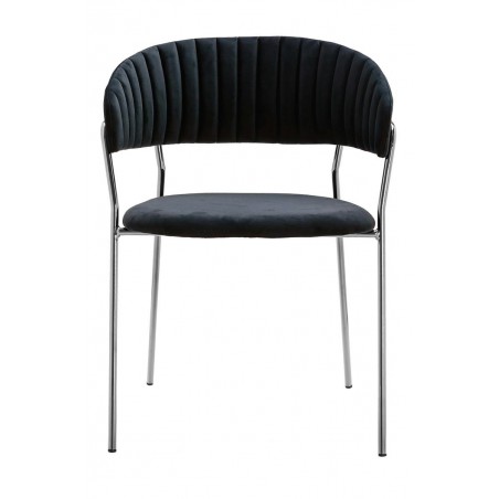 Krzesło MARGO SILVER czarne - welur, podstawa chromowana