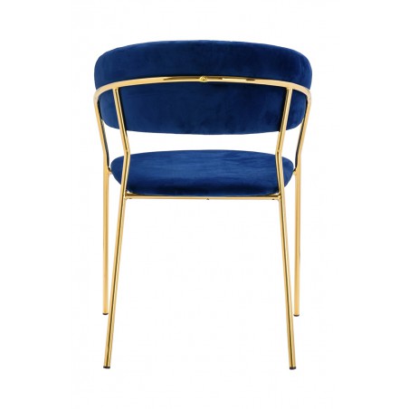 Krzesło MARGO ciemny niebieski - welur, podstawa złota