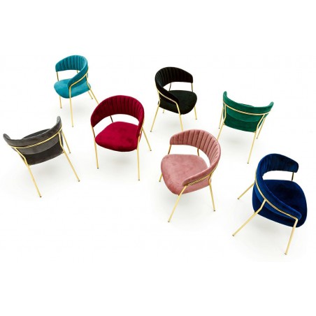 Krzesło MARGO ciemny szary - welur, podstawa złota