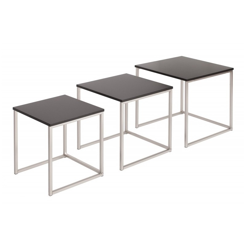 INVICTA zestaw stolików NEW ELEMENTS czarny - MDF, podstawa chromowana