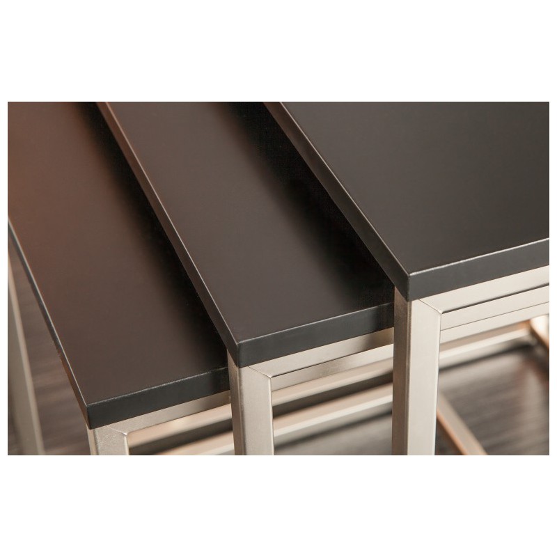 INVICTA zestaw stolików NEW ELEMENTS czarny - MDF, podstawa chromowana