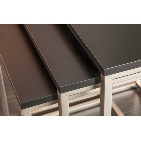 INVICTA zestaw stolików NEW ELEMENTS czarny - MDF, podstawa chromowana