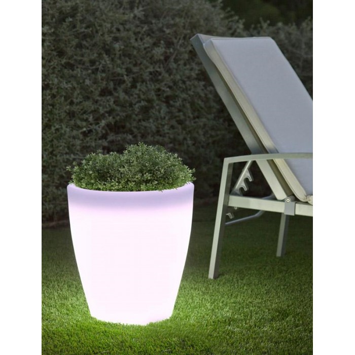 NEW GARDEN donica VIOLETA 40 SOLAR biała - LED, sterowanie pilotem