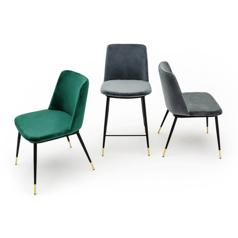 Krzesło DIEGO zielone - welur, podstawa czarno złota