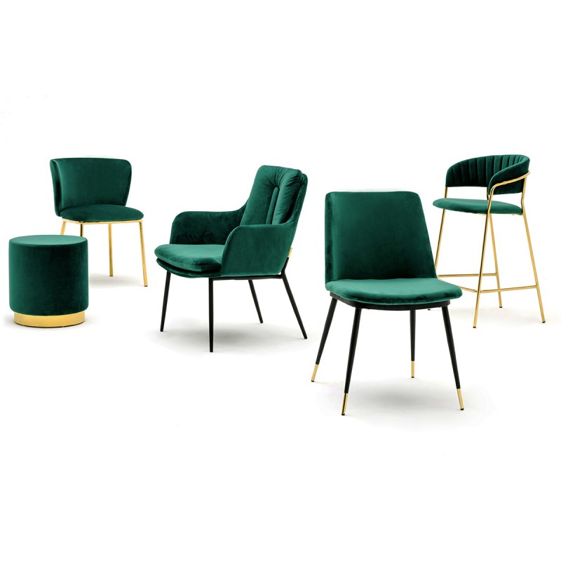 Krzesło DIEGO zielone - welur, podstawa czarno złota