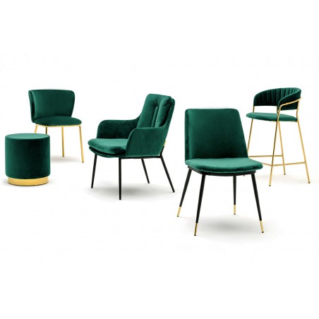 Krzesło DIEGO zielone - welur, podstawa czarno złota