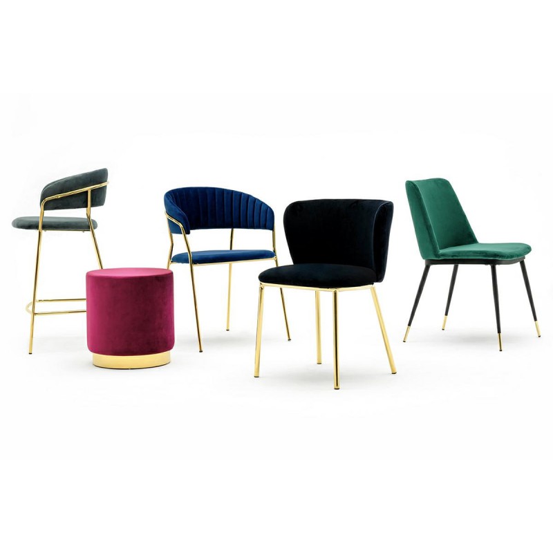 Krzesło DIEGO zielone - welur, podstawa czarno złota