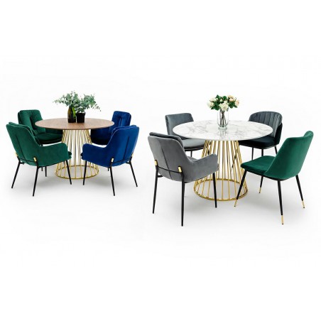 Krzesło DIEGO ciemny szary - welur, podstawa czarno złota