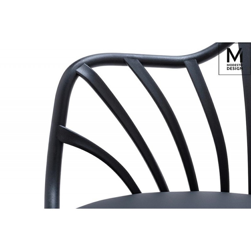 MODESTO fotel ALBERT ARM czarny - polipropylen, ekoskóra, drewno bukowe