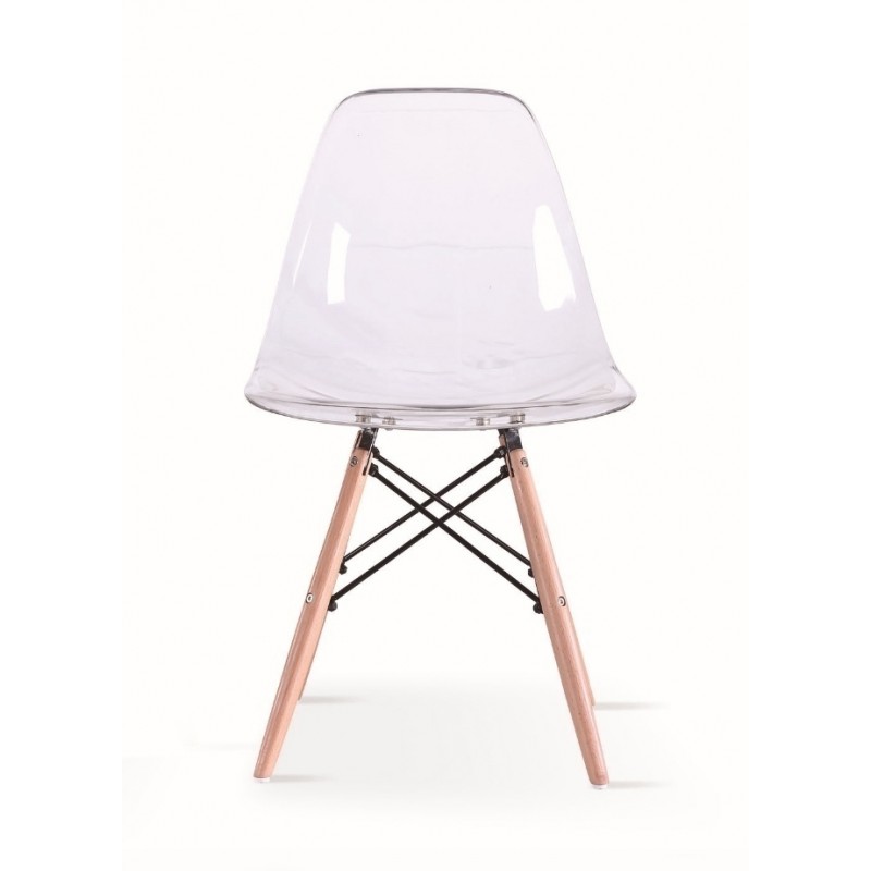 Krzesło ICE WOOD transparentne - poliweglan, podstawa bukowa