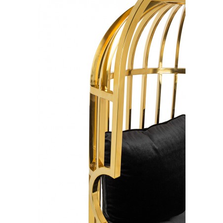 Fotel LORD złoty - poduszka czarny velvet