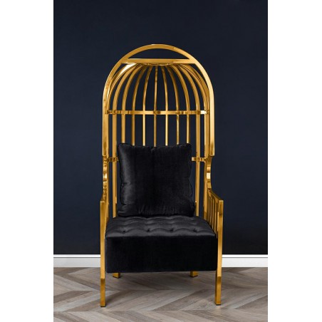 Fotel LORD złoty - poduszka czarny velvet