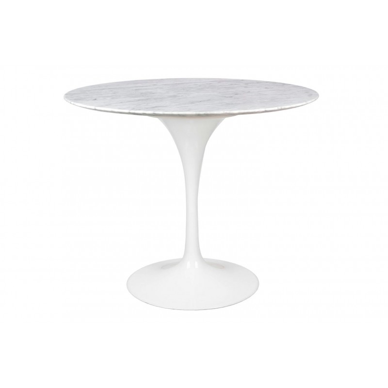 Stół TULIP MARBLE 90 CARRARA biały - blat okrągły marmurowy, metal