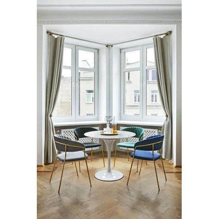 Stół TULIP MARBLE 90 CARRARA biały - blat okrągły marmurowy, metal